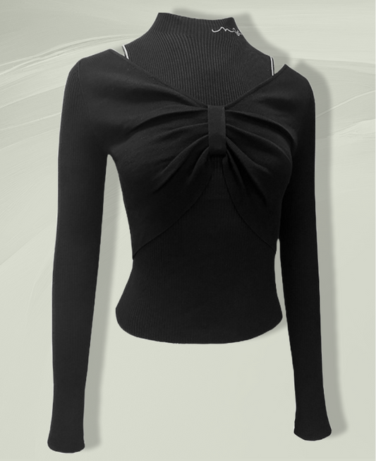 Knotted Detail Black Golf Top