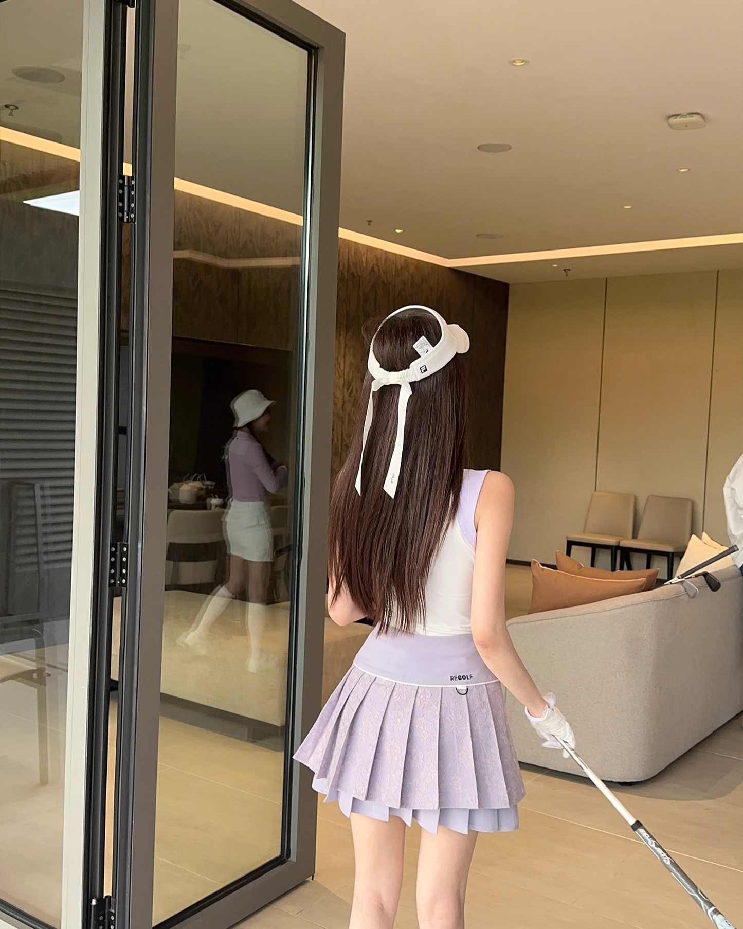 バイカラーノースリーブポロトップス
