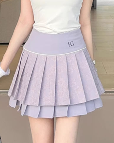レースレイヤードプリーツスカート