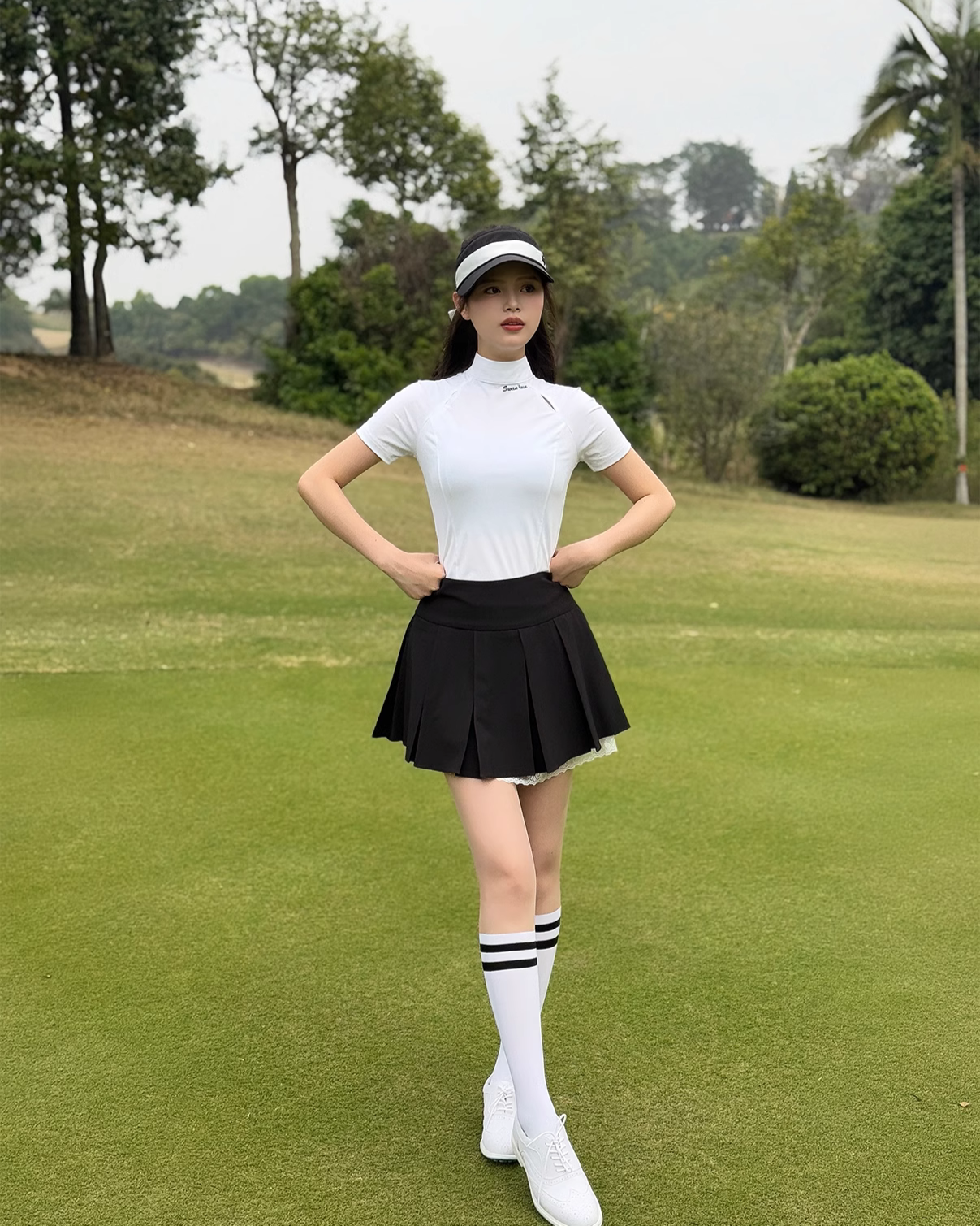 バックリボンプリーツゴルフスカート