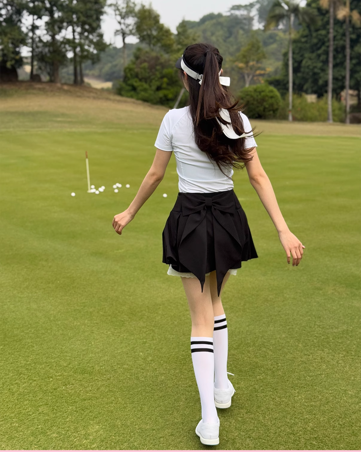 バックリボンプリーツゴルフスカート