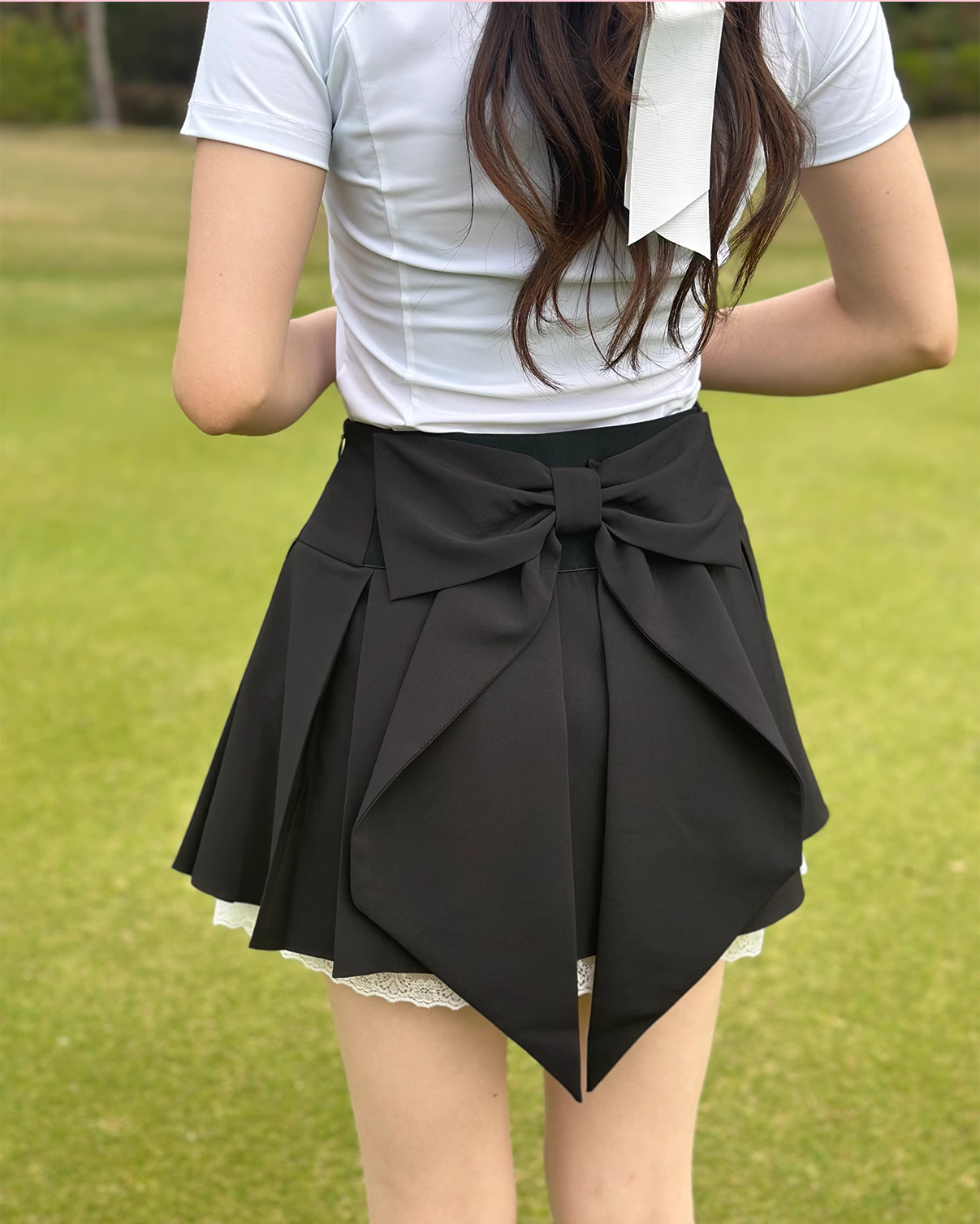 バックリボンプリーツゴルフスカート