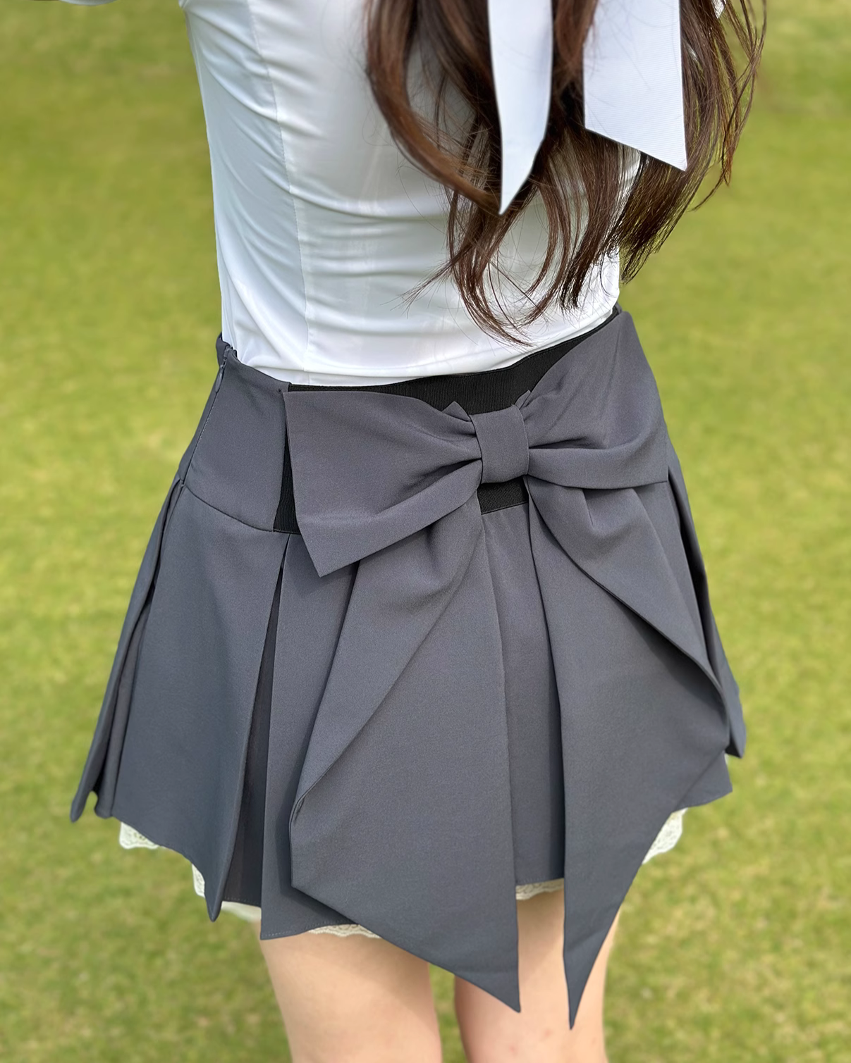 バックリボンプリーツゴルフスカート