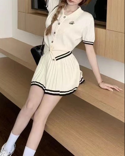 トリムラインパフスリーブニットセットアップ