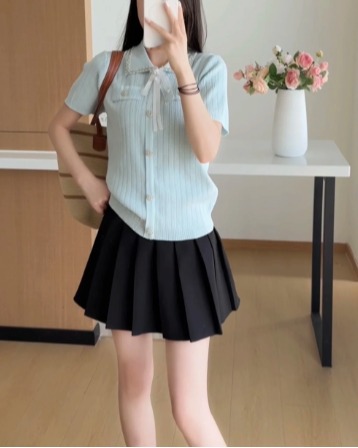 リボンレースカーデトップス