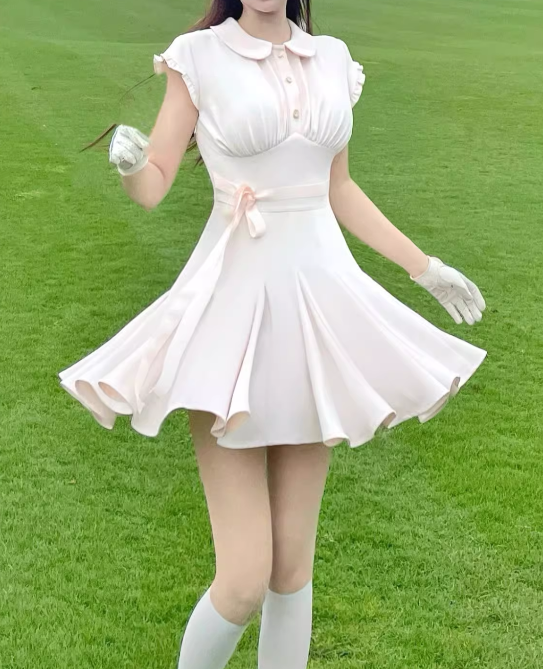 フェミニンリボンフレアワンピース
