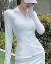 フェミニンシルエットジップアップセットアップ