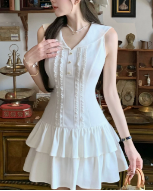 フェミニンレースフリルワンピース