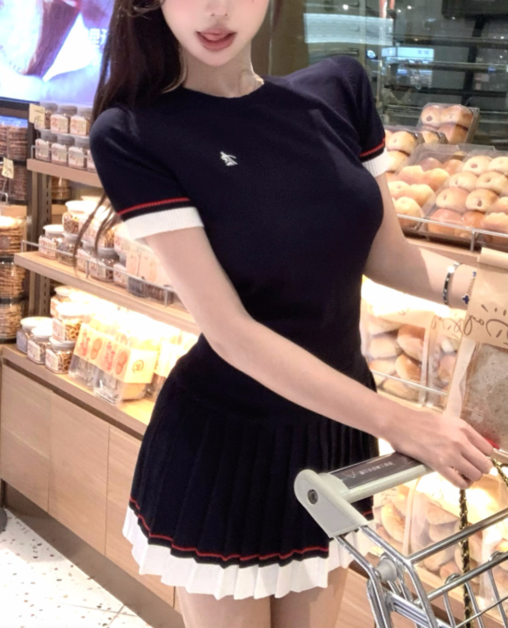 ワンホンラインリブニットセットアップ