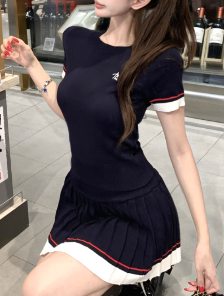 ワンホンラインリブニットセットアップ