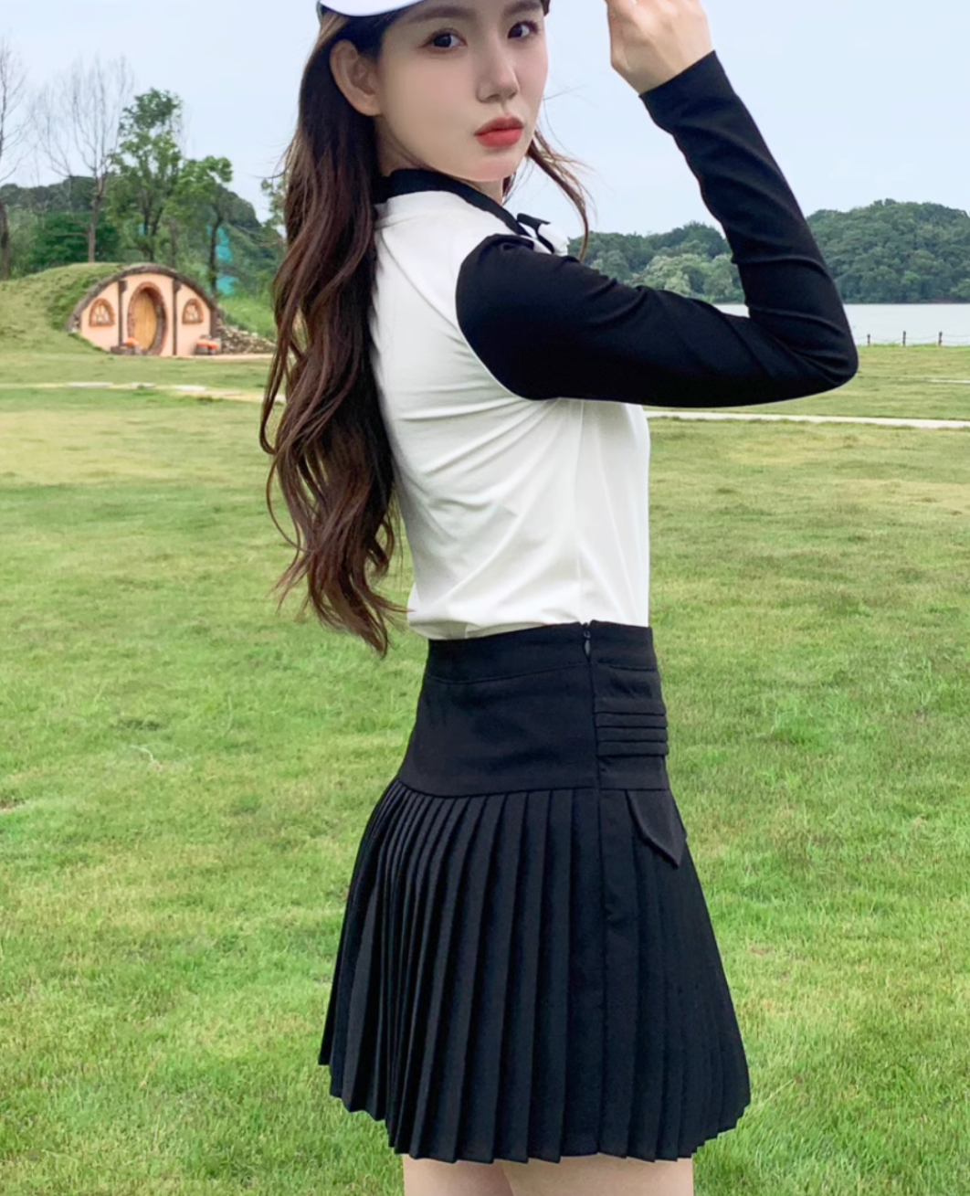 エレガント切り替えプリーツスカート