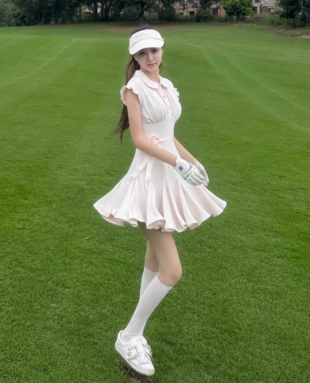 フェミニンリボンフレアワンピース
