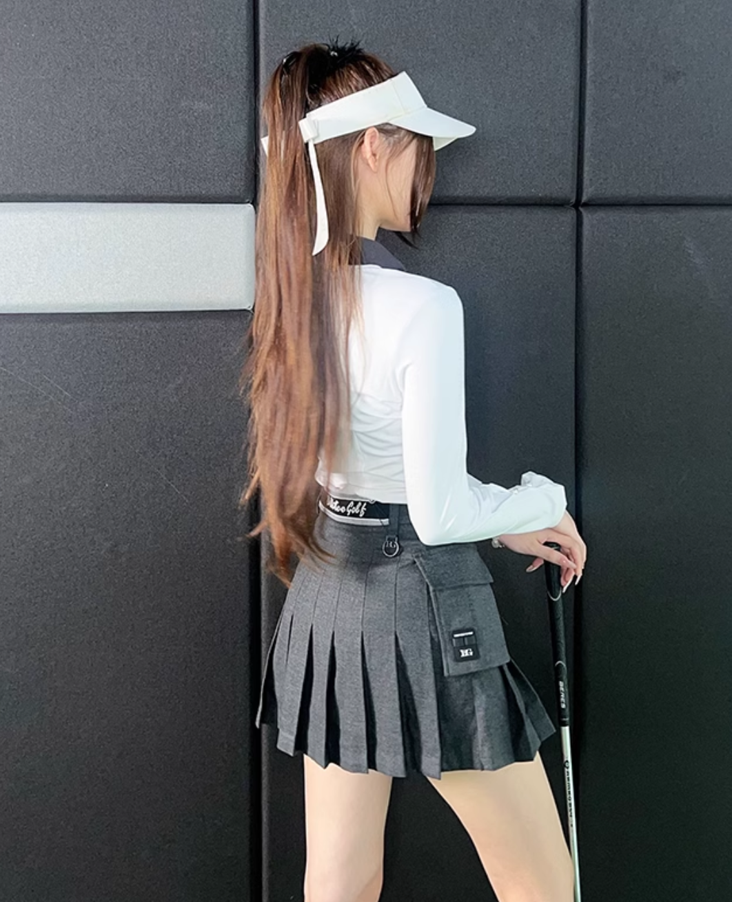 モノトーンタイカラーポロトップス