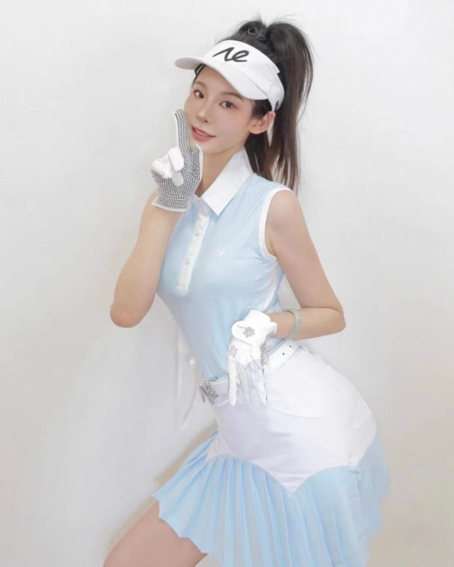 サイドリボン配色プリーツセットアップ