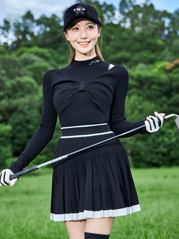 コントラストプリーツゴルフスカート