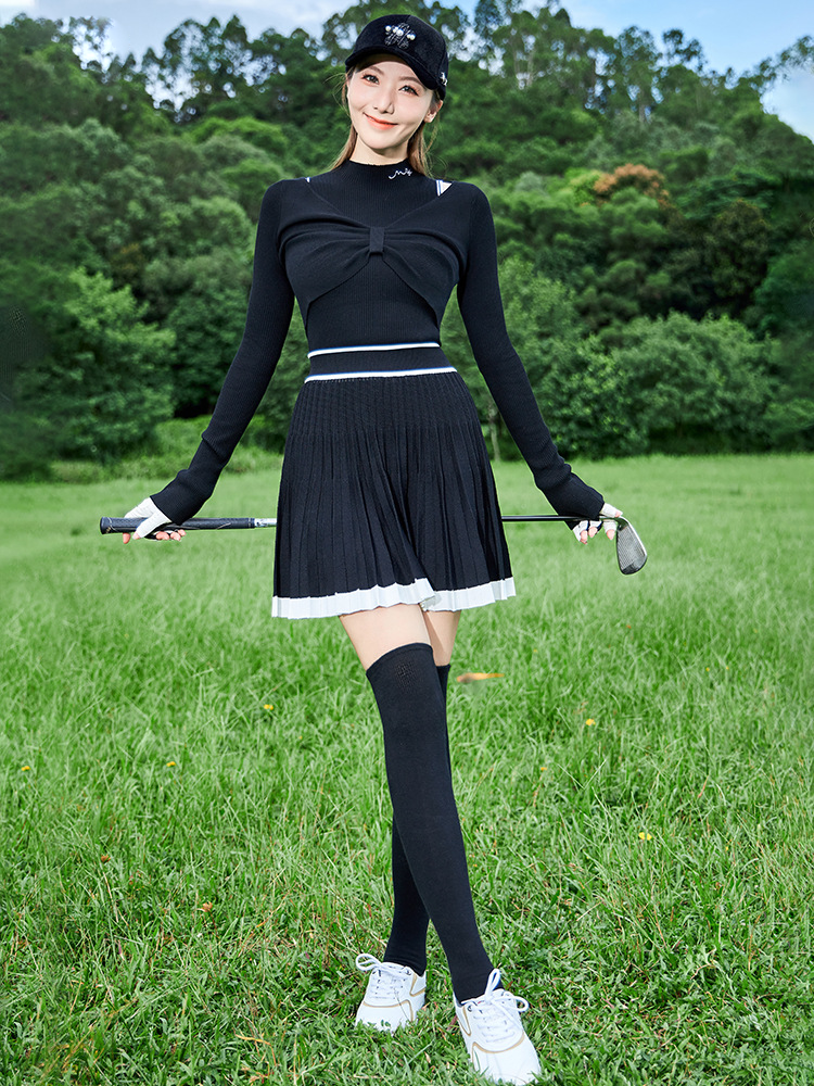 コントラストプリーツゴルフスカート