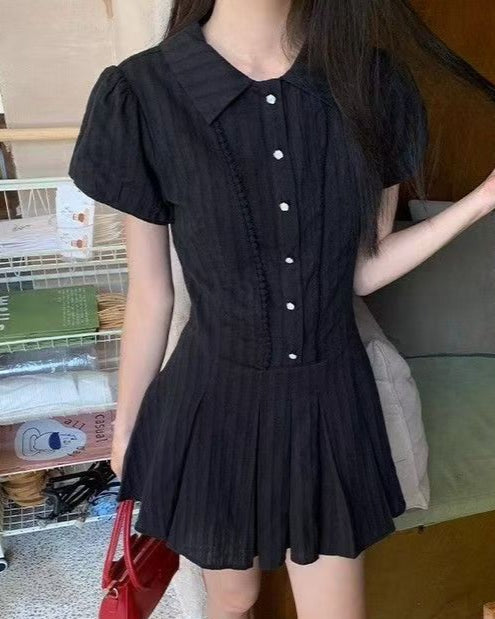 パフスリーブシャツワンピース