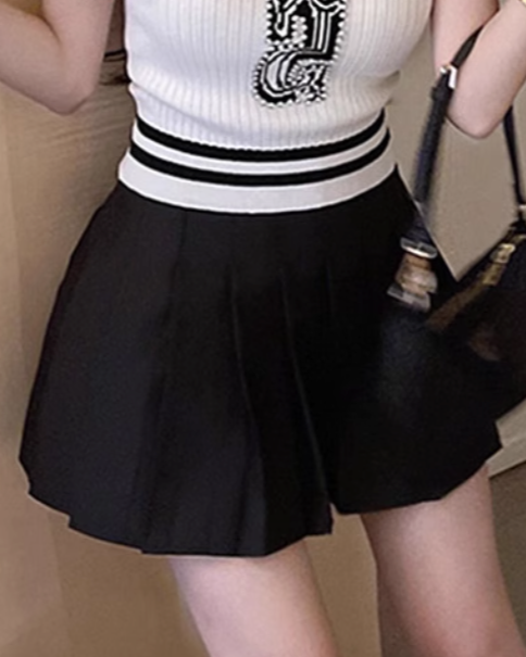 ハイウエストプリーツミニスカート