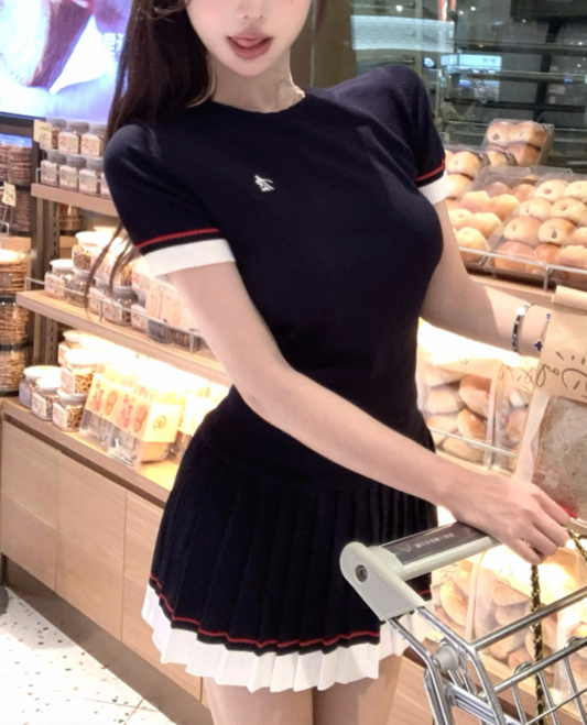 ワンホンラインリブニットセットアップ