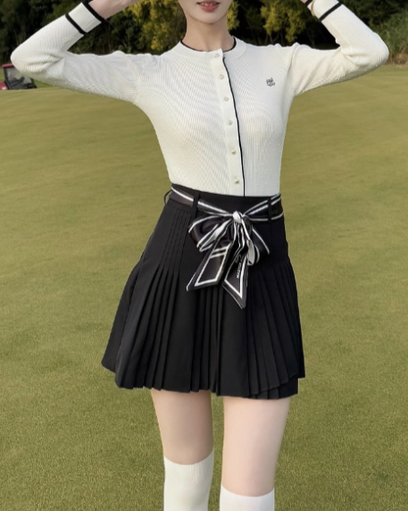 リボンベルトプリーツスカート