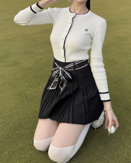 リボンベルトプリーツスカート